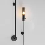 Бра на высокой стойке с цилиндрическим плафоном из рифленого стекла RELF BRASS от ImperiumLoft