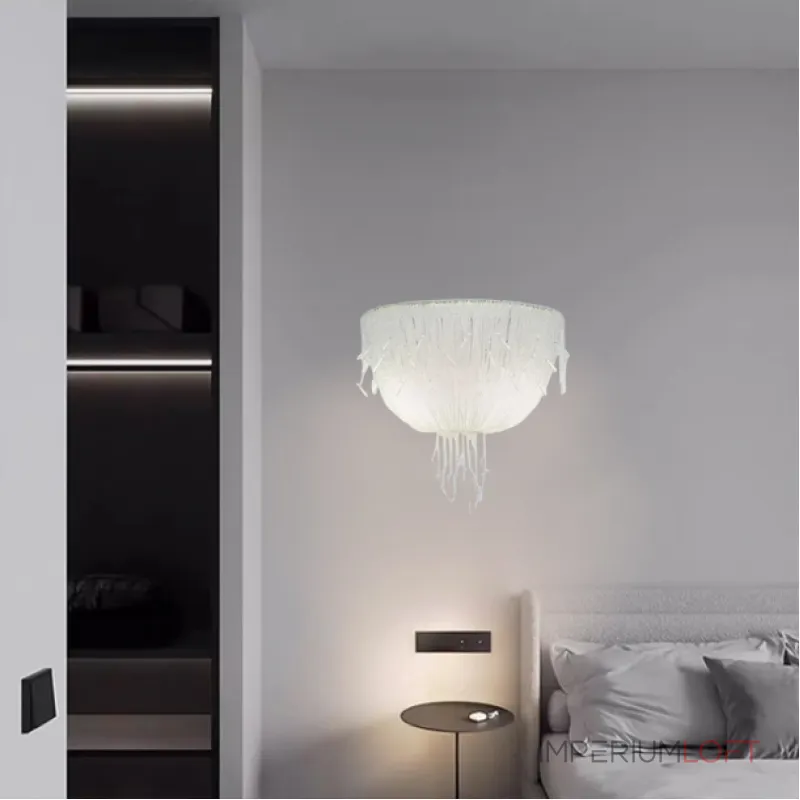 Бра на высокой стойке с цилиндрическим плафоном из рифленого стекла LABEL WALL