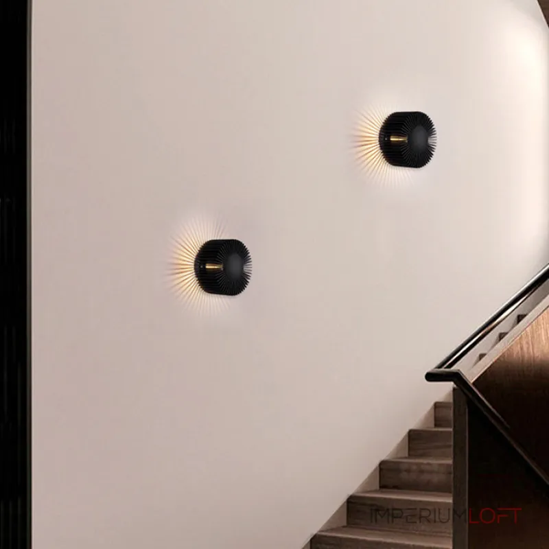 Настенный светодиодный cветильник в виде цилиндра с радиально расположенными пластинами SMED BLACK 5000 от ImperiumLoft Настенный светодиодный cветильник в виде цилиндра с радиально расположенными пластинами SMED BLACK 5000 от ImperiumLoft