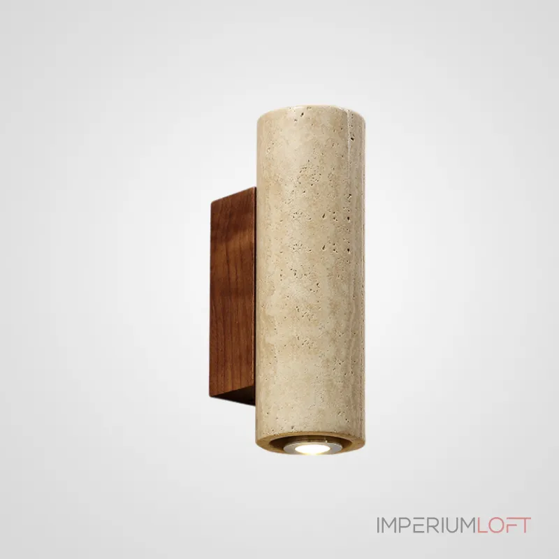 Настенный cветильник с цилиндрическим корпусом из камня травертина с деревянным креплением MAREC WALL тип А размер L Настенный cветильник с цилиндрическим корпусом из камня травертина с деревянным креплением MAREC WALL тип А размер L