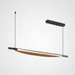 Реечный светодиодный рядный светильник в ретро стиле с листовидным абажуром, имитирующими темную древесину VAAGE L135