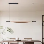 Реечный светодиодный рядный светильник в ретро стиле с листовидным абажуром, имитирующими темную древесину VAAGE L135