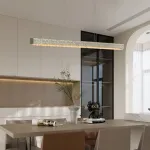 Реечный светодиодный рядный светильник с декором из хрустальных ограненных подвесок на латунном корпусе с рельефным «хищным» узором TIGER LONG L120 от ImperiumLoft