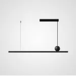 Реечный светильник с LED-подсветкой по низу черного прямоугольного корпуса с декоративным шаром из лавового камня GUSTEN L140