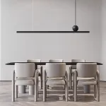 Реечный светильник с LED-подсветкой по низу черного прямоугольного корпуса с декоративным шаром из лавового камня GUSTEN L160