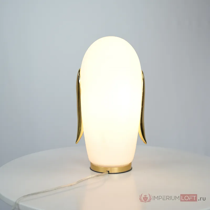 Настольная лампа из белого матового стекла Birdi Penguin White от ImperiumLoft