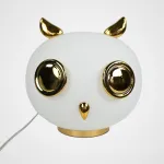 Настольная лампа из белого матового стекла Birdi Owl White от ImperiumLoft