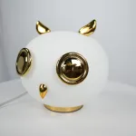 Настольная лампа из белого матового стекла Birdi Owl White от ImperiumLoft