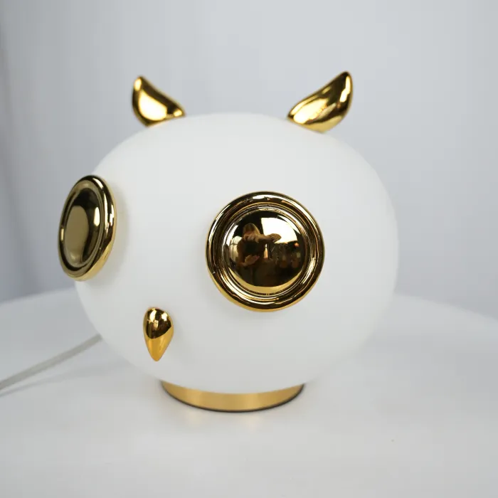 Настольная лампа из белого матового стекла Birdi Owl White от ImperiumLoft