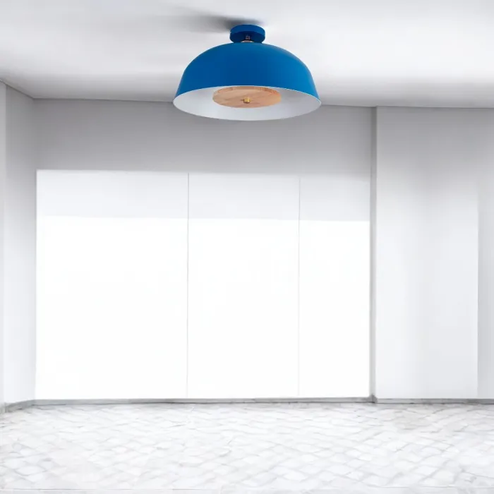 Потолочный светильник GLOBEMI BLUE D38 от ImperiumLoft синего цвета с круглым деревянным элементом