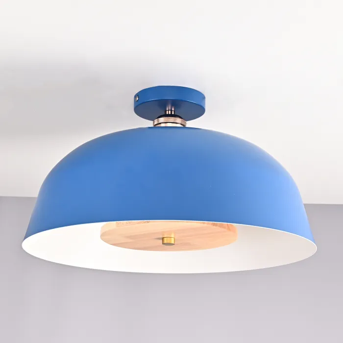Потолочный светильник GLOBEMI BLUE D38 от ImperiumLoft синего цвета с круглым деревянным элементом