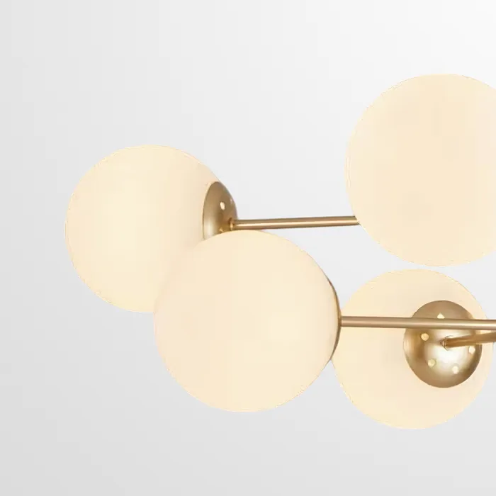 Потолочная люстра с круглыми стеклянными плафонами ROUNDI BRASS L8 от ImperiumLoft