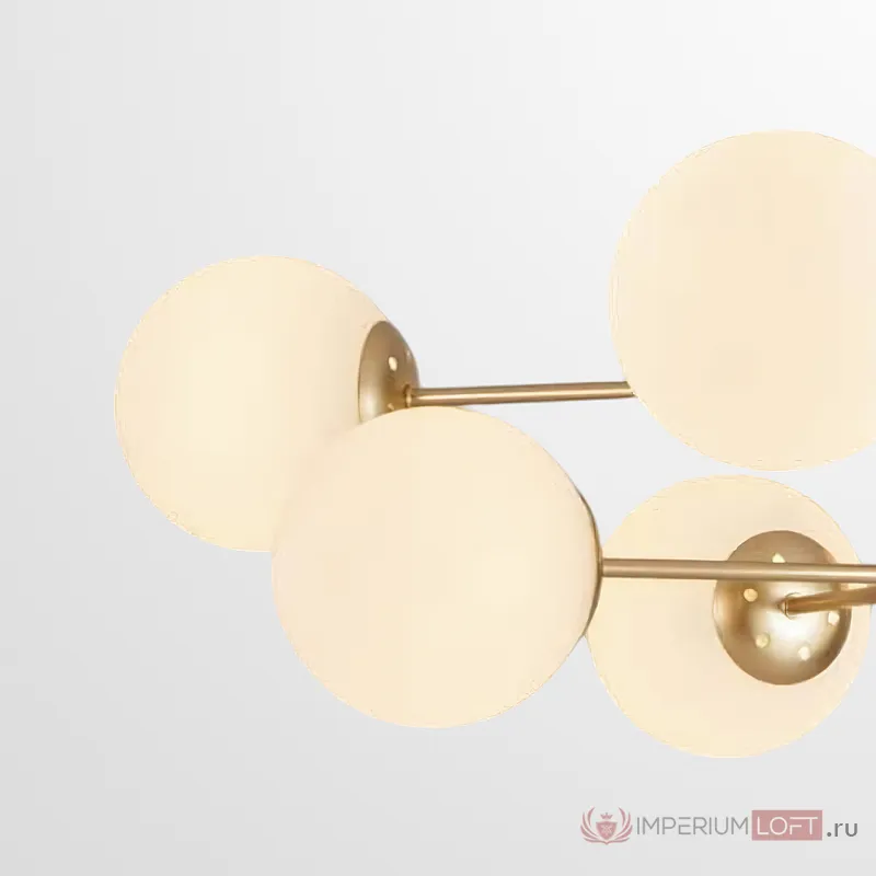 Потолочная люстра с круглыми стеклянными плафонами ROUNDI BRASS L8 от ImperiumLoft