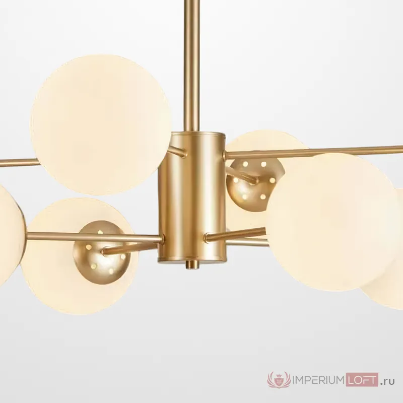 Потолочная люстра с круглыми стеклянными плафонами ROUNDI BRASS L8 от ImperiumLoft