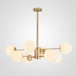 Потолочная люстра с круглыми стеклянными плафонами ROUNDI BRASS L8 от ImperiumLoft