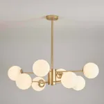 Потолочная люстра с круглыми стеклянными плафонами ROUNDI BRASS L8 от ImperiumLoft