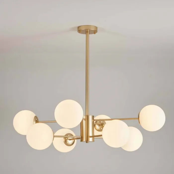 Потолочная люстра с круглыми стеклянными плафонами ROUNDI BRASS L8 от ImperiumLoft