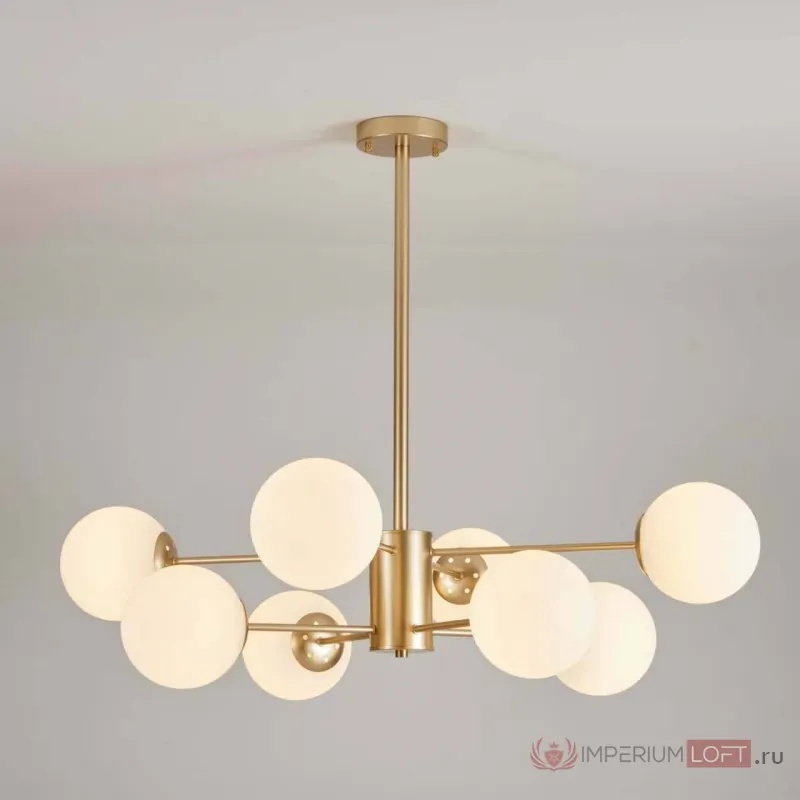 Потолочная люстра с круглыми стеклянными плафонами ROUNDI BRASS L8 от ImperiumLoft