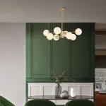 Потолочная люстра с круглыми стеклянными плафонами ROUNDI BRASS L8 от ImperiumLoft