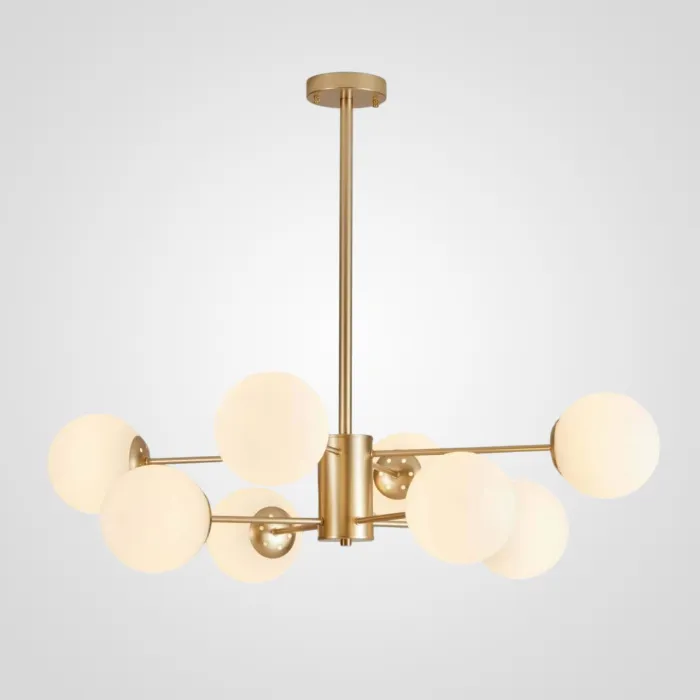 Потолочная люстра с круглыми стеклянными плафонами ROUNDI BRASS L8 от ImperiumLoft