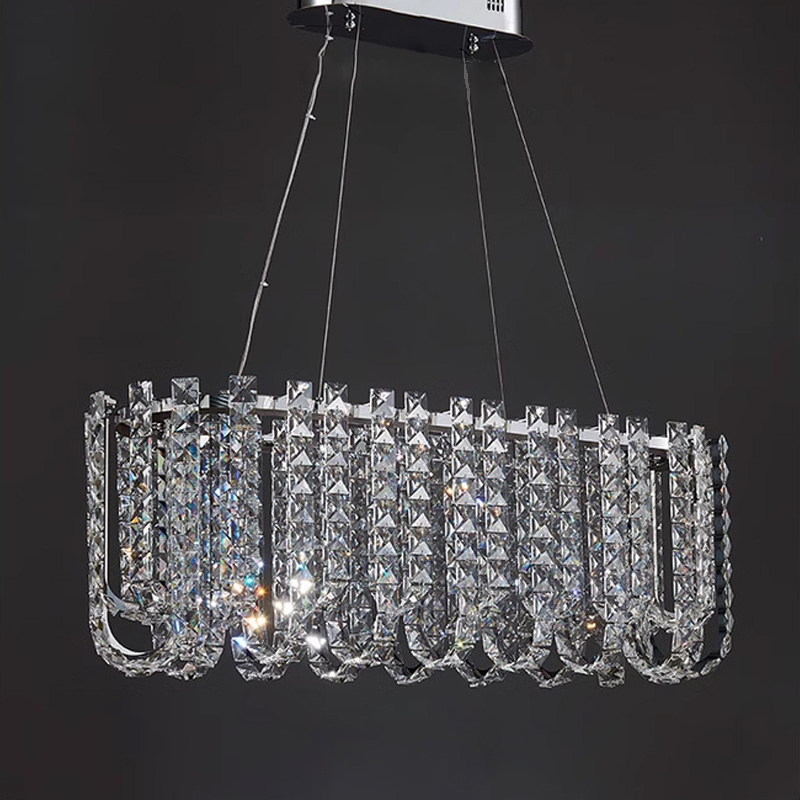 Реечный дизайнерский светодиодный светильник c декором из квадратных хрустальных плашек CALVIN LONG L80 от ImperiumLoft Реечный дизайнерский светодиодный светильник c декором из квадратных хрустальных плашек CALVIN LONG L80 от ImperiumLoft