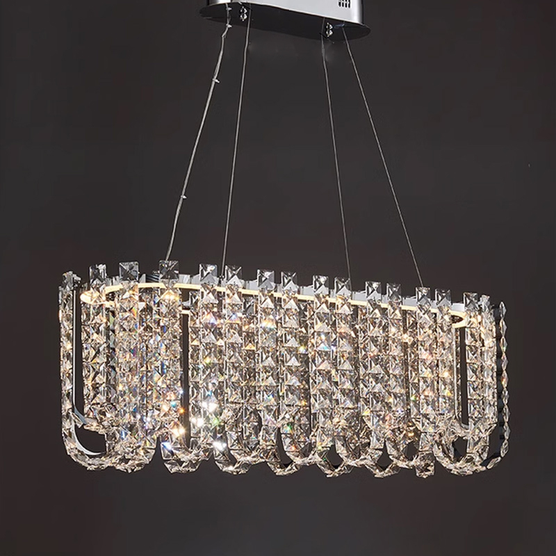 Реечный дизайнерский светодиодный светильник c декором из квадратных хрустальных плашек CALVIN LONG L80 от ImperiumLoft Реечный дизайнерский светодиодный светильник c декором из квадратных хрустальных плашек CALVIN LONG L80 от ImperiumLoft