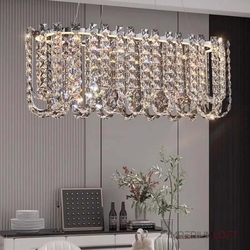 Реечный дизайнерский светодиодный светильник c декором из квадратных хрустальных плашек CALVIN LONG L80 от ImperiumLoft Реечный дизайнерский светодиодный светильник c декором из квадратных хрустальных плашек CALVIN LONG L80 от ImperiumLoft