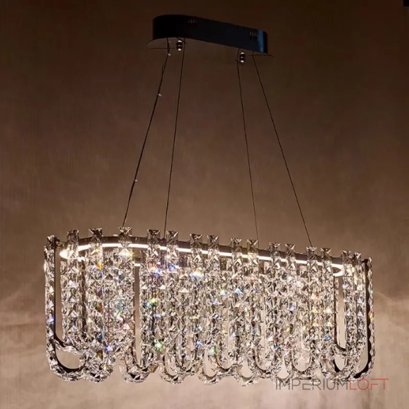 Реечный дизайнерский светодиодный светильник c декором из квадратных хрустальных плашек CALVIN LONG L80 от ImperiumLoft Реечный дизайнерский светодиодный светильник c декором из квадратных хрустальных плашек CALVIN LONG L80 от ImperiumLoft