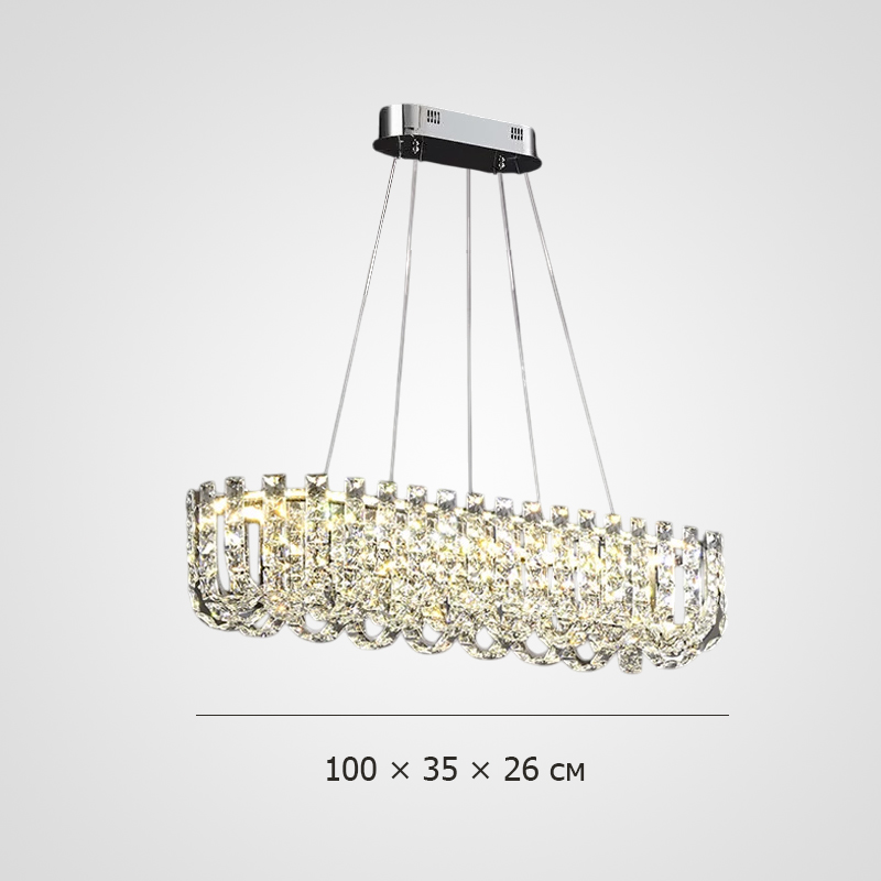 Реечный дизайнерский светодиодный светильник c декором из квадратных хрустальных плашек CALVIN LONG L100 от ImperiumLoft