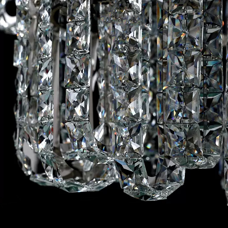 Реечный дизайнерский светодиодный светильник c декором из квадратных хрустальных плашек CALVIN LONG L100 от ImperiumLoft