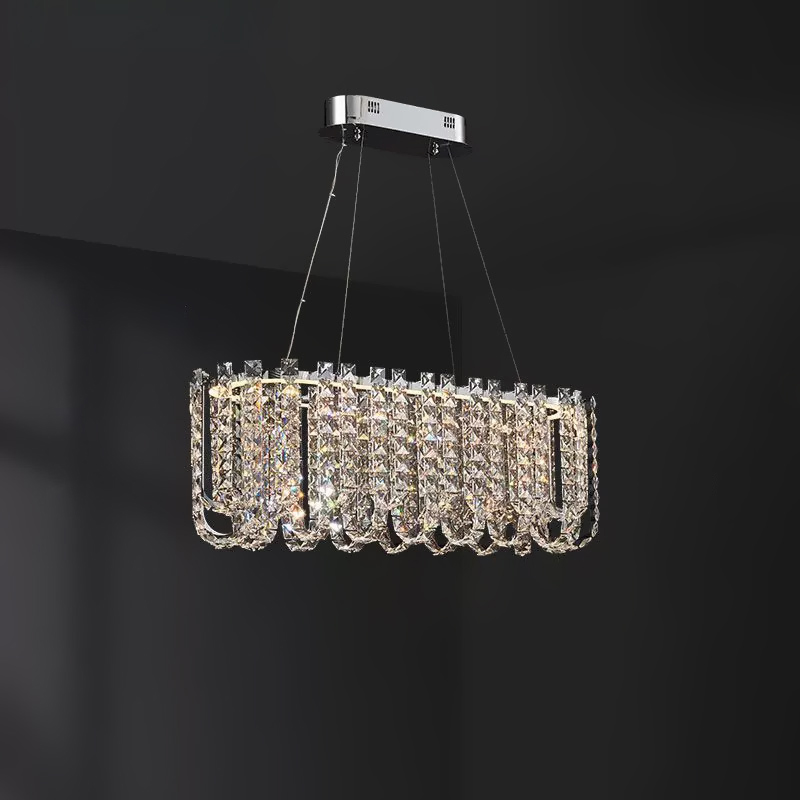 Реечный дизайнерский светодиодный светильник c декором из квадратных хрустальных плашек CALVIN LONG L100 от ImperiumLoft