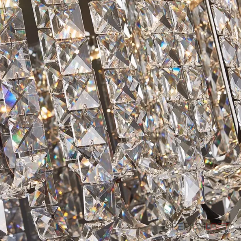 Реечный дизайнерский светодиодный светильник c декором из квадратных хрустальных плашек CALVIN LONG L100 от ImperiumLoft