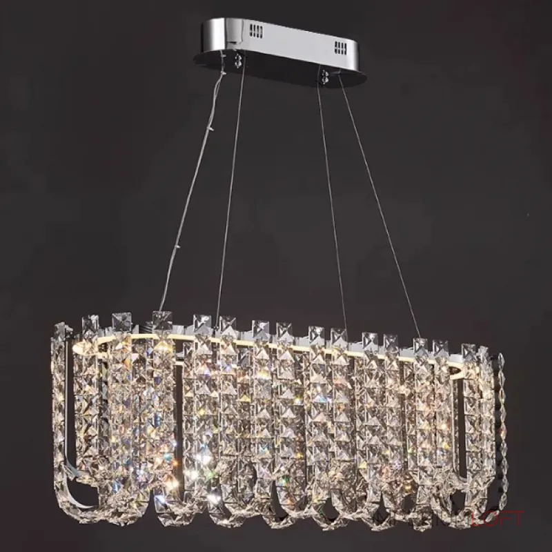 Реечный дизайнерский светодиодный светильник c декором из квадратных хрустальных плашек CALVIN LONG L100 от ImperiumLoft