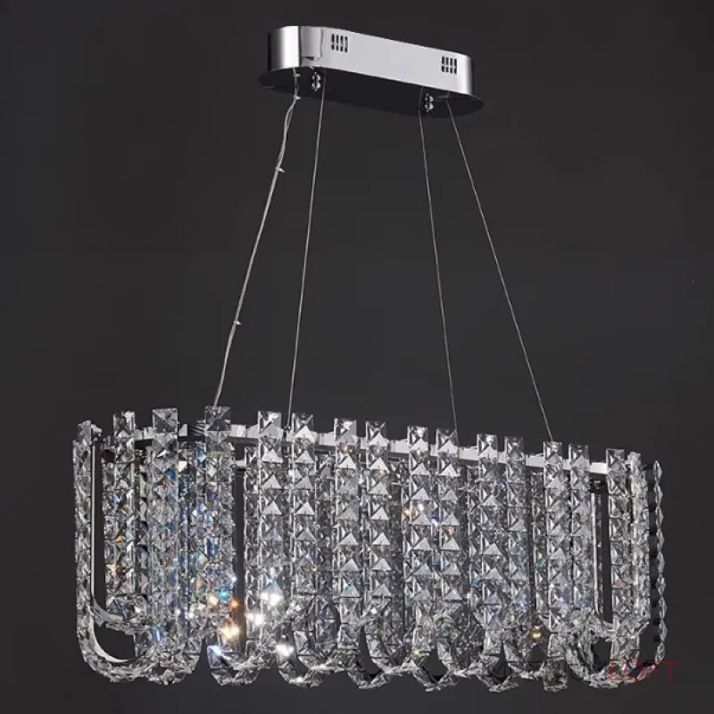 Реечный дизайнерский светодиодный светильник c декором из квадратных хрустальных плашек CALVIN LONG L100 от ImperiumLoft