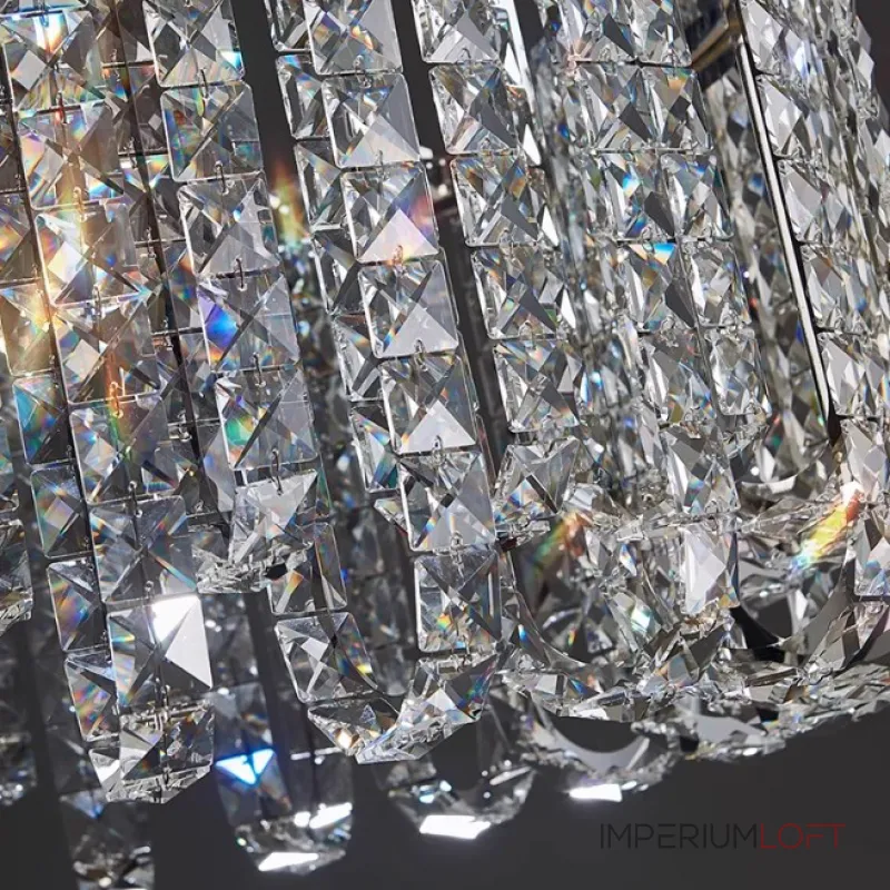 Реечный дизайнерский светодиодный светильник c декором из квадратных хрустальных плашек CALVIN LONG L100 от ImperiumLoft