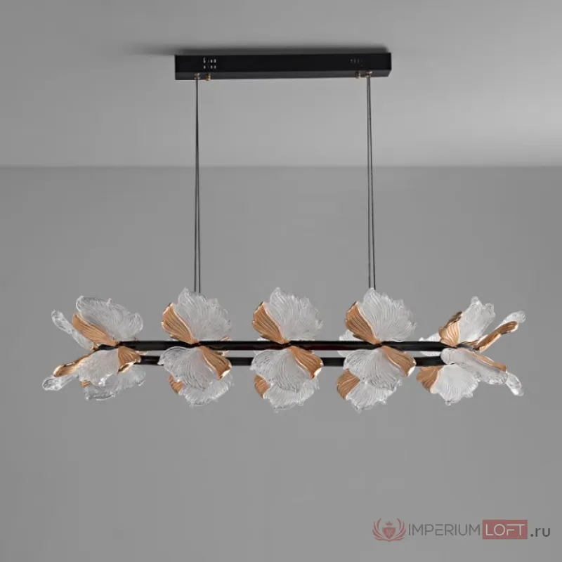Реечный светильник с плафонами в виде прозрачных листьев с LED подсветкой на кольцевом каркасе AUBREY LONG от ImperiumLoft