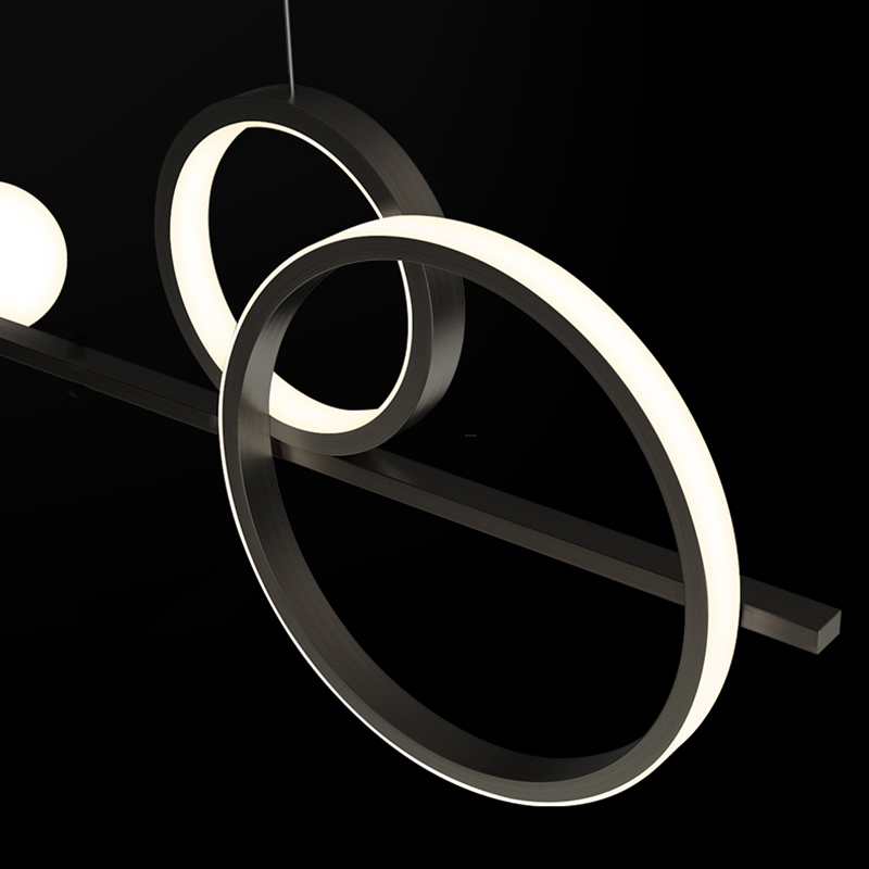 Реечный светодиодный светильник в виде композиции из матовых шарообразных плафонов и колец с контурным LED-свечением DOVER M от ImperiumLoft Реечный светодиодный светильник в виде композиции из матовых шарообразных плафонов и колец с контурным LED-свечением DOVER M от ImperiumLoft