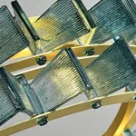 Кольцевая люстра с оригинальными рассеивателями в виде стилизованных бабочек из фигурного цветного стекла на кольцевом каркасе DEXTER Blue D98 от ImperiumLoft