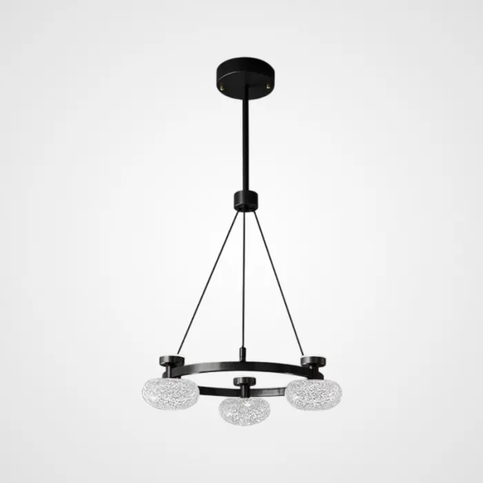Кольцевая светодиодная люстра TILMAN D50 от ImperiumLoft с направленными вниз полусферическими фактурными плафонами и источниками рассеянного света, направленными вверх