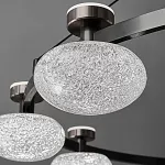 Кольцевая светодиодная люстра TILMAN D98 от ImperiumLoft с направленными вниз полусферическими фактурными плафонами и источниками рассеянного света, направленными вверх