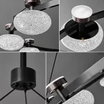Кольцевая светодиодная люстра TILMAN D98 от ImperiumLoft с направленными вниз полусферическими фактурными плафонами и источниками рассеянного света, направленными вверх