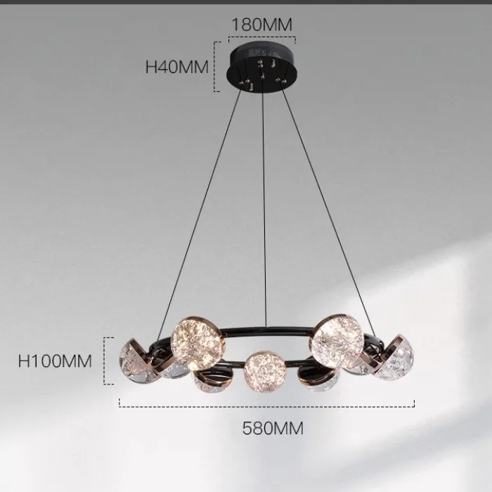 Кольцевая люстра с LED-источниками света в полусферических рассеивателях с эффектом льда FRIDHELM RING D58 от ImperiumLoft