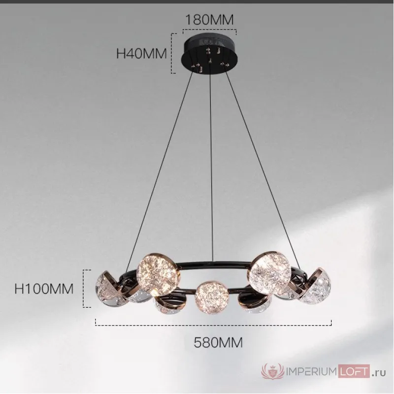 Кольцевая люстра с LED-источниками света в полусферических рассеивателях с эффектом льда FRIDHELM RING D58 от ImperiumLoft