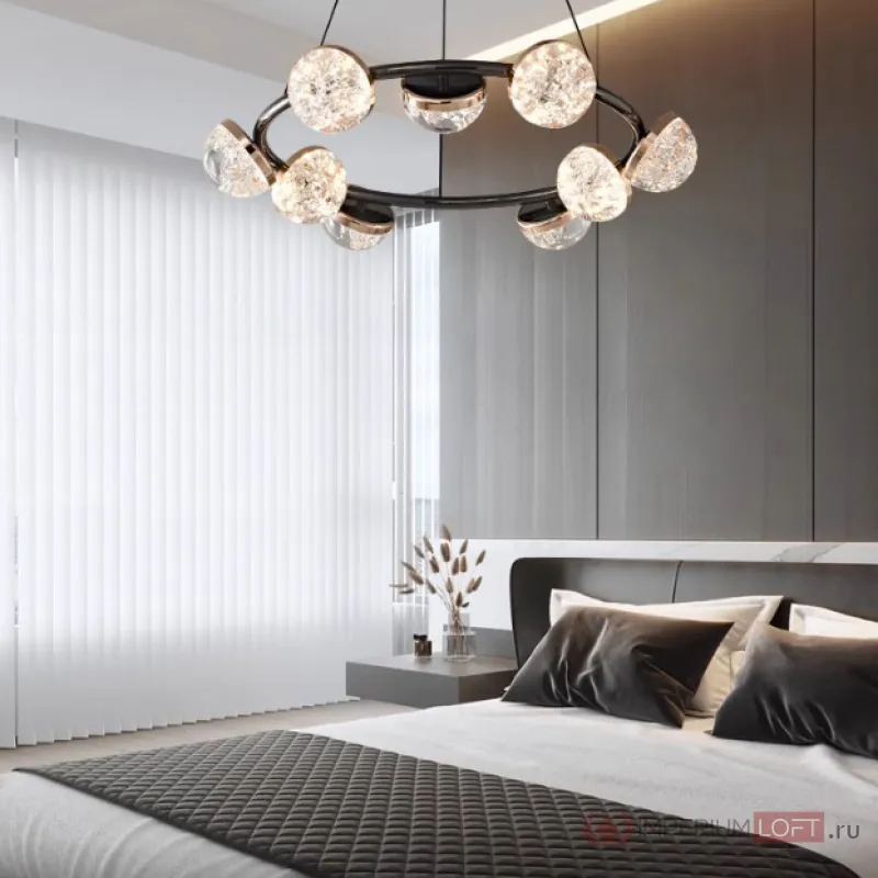 Кольцевая люстра с LED-источниками света в полусферических рассеивателях с эффектом льда FRIDHELM RING D58 от ImperiumLoft