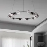 Кольцевая люстра с LED-источниками света в полусферических рассеивателях с эффектом льда FRIDHELM RING D75 от ImperiumLoft