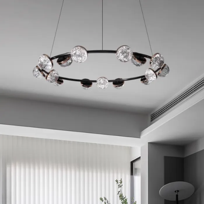 Кольцевая люстра с LED-источниками света в полусферических рассеивателях с эффектом льда FRIDHELM RING D75 от ImperiumLoft