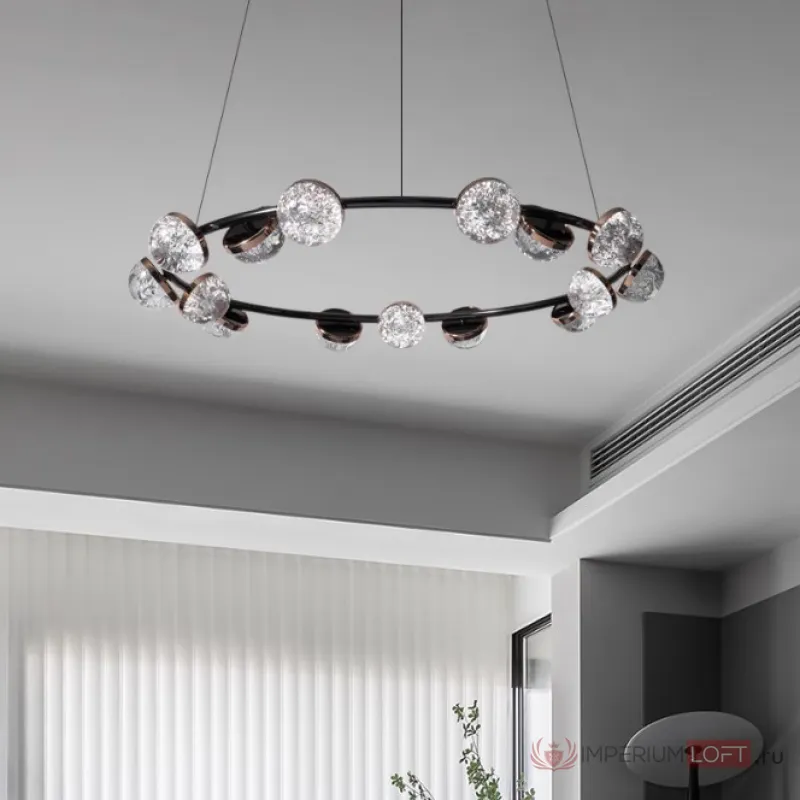 Кольцевая люстра с LED-источниками света в полусферических рассеивателях с эффектом льда FRIDHELM RING D91 от ImperiumLoft