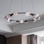 Кольцевая люстра с LED-источниками света в полусферических рассеивателях с эффектом льда FRIDHELM RING D75 от ImperiumLoft