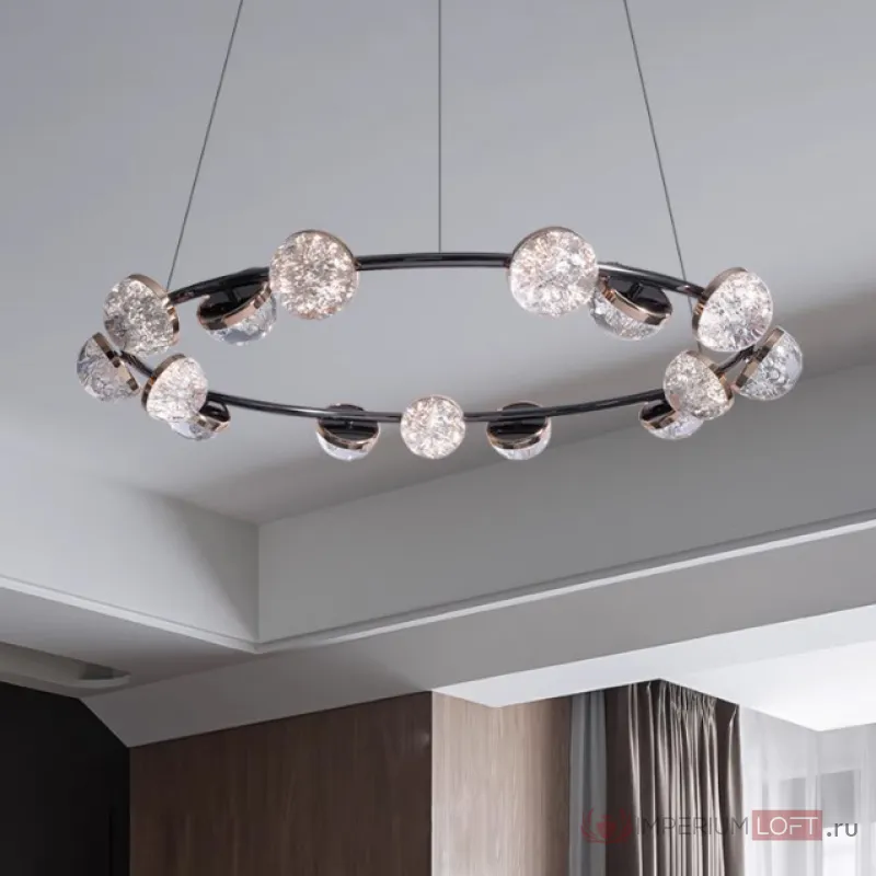 Кольцевая люстра с LED-источниками света в полусферических рассеивателях с эффектом льда FRIDHELM RING D91 от ImperiumLoft