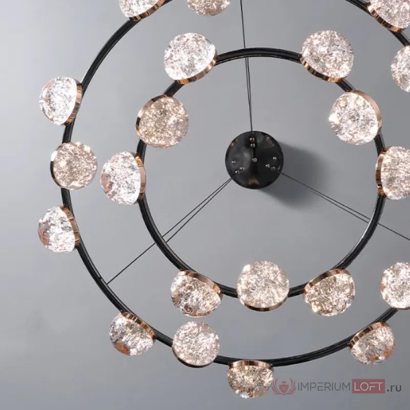 Кольцевая люстра с LED-источниками света в полусферических рассеивателях с эффектом льда FRIDHELM RING D91+D58 от ImperiumLoft